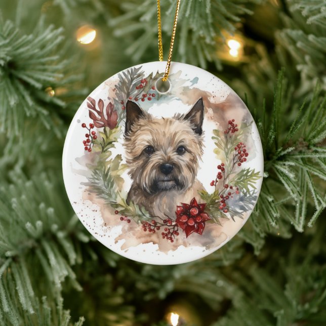 Kairn Terrier Juldagen Utandning Festive Valp Julgransprydnad Keramik (Träd)