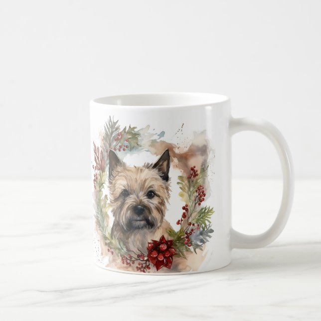 Kairn Terrier Juldagen Utandning Festive Valp Kaffemugg (Höger)