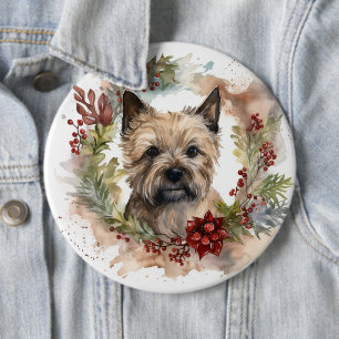Kairn Terrier Juldagen Utandning Festive Valp Knapp