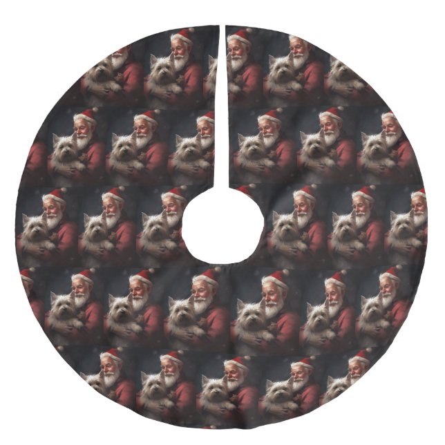 Kairn Terrier med Jultomten julafton Julgransmatta Borstad Polyester (Framsidan)