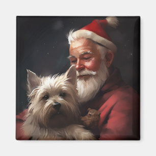 Kairn Terrier med Jultomten julafton Magnet
