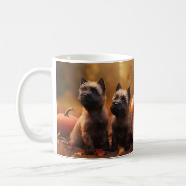 Kairn Terrier Puppy Autumn Delight Pumpkin Kaffemugg (Vänster)