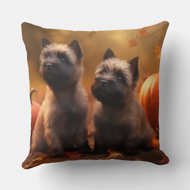 Kairn Terrier Puppy Autumn Delight Pumpkin Kudde (Baksida)