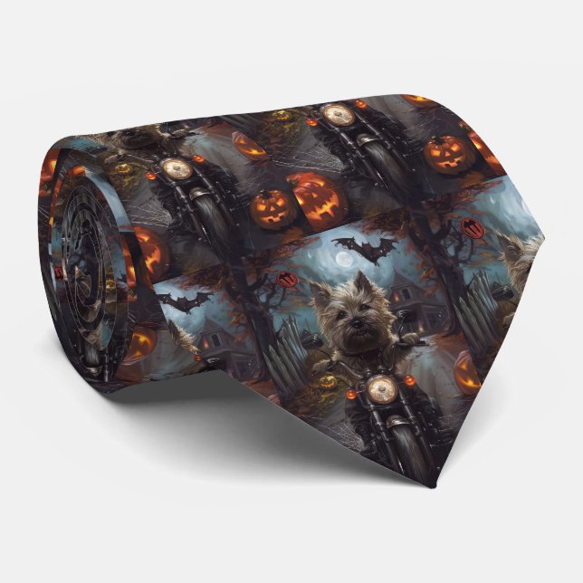 Kairn Terrier Riding Motorcykel Halloween Scary Slips (Rullad)
