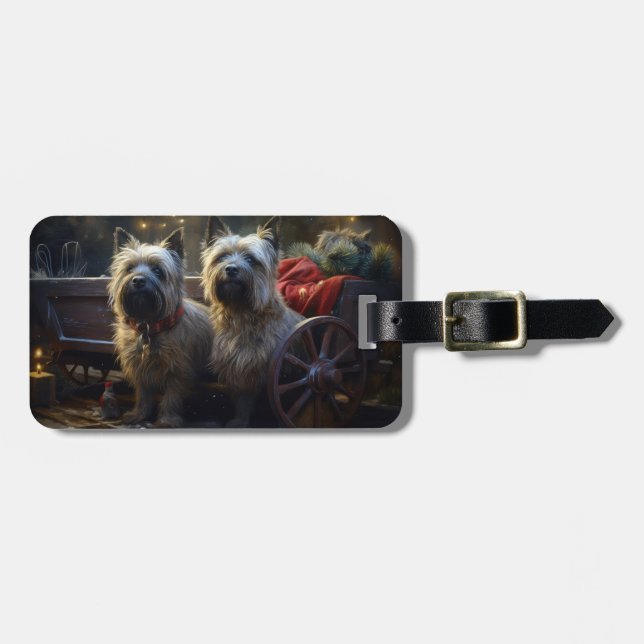 Kairn Terrier Snowy Sleigh-juldekretet Bagagebricka (Horisontell Framsida)