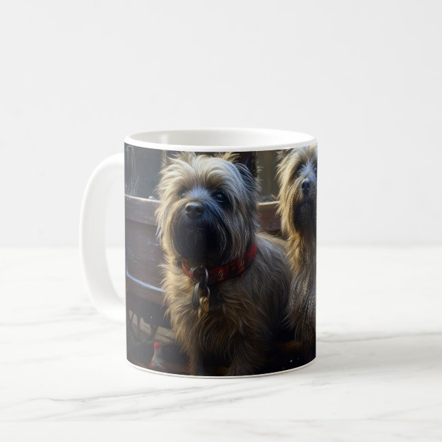 Kairn Terrier Snowy Sleigh-juldekretet Kaffemugg (Framsida vänster)