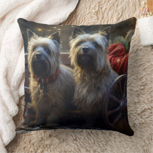 Kairn Terrier Snowy Sleigh-juldekretet Kudde