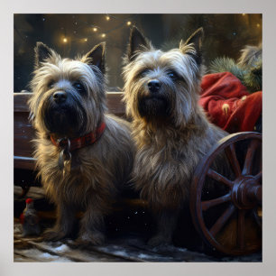 Kairn Terrier Snowy Sleigh-juldekretet Poster