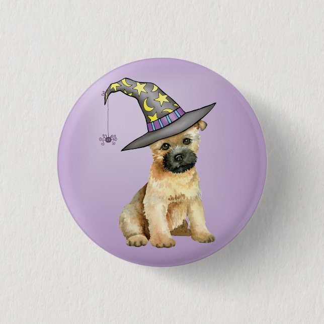 Kairn Terrier Witch Button Knapp (Framsida)