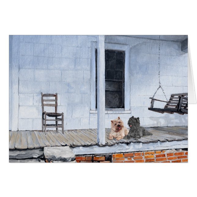 Kairn Terriers Vänta utanför butiken Hälsningskort (Framsidan Horizontal)