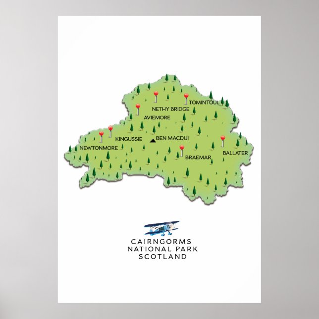Kairngorms nationalpark karta poster (Framsidan)