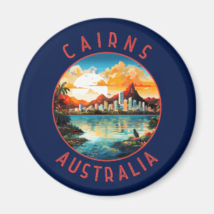Kairns Australia Retro Distress Circle Magnet