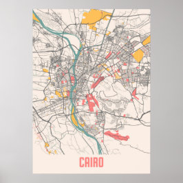 Kairo - Egypten Chalk City Karta Poster