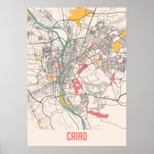 Kairo - Egypten Chalk City Karta Poster