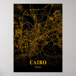 Kairo - Egypten Guld City Karta Poster