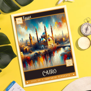 Kairo, Egypten Måla Vintage Vykort