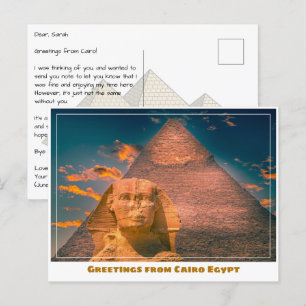 Kairo Egypten med Sphinx Vykort