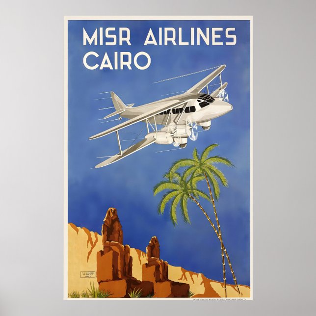 Kairo Egypten Pyramiderna Världen Vintage Resa Pos Poster (Framsidan)