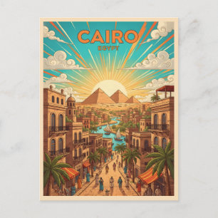 Kairo Egypten Vintage Resa Postkort med pyramidern Vykort