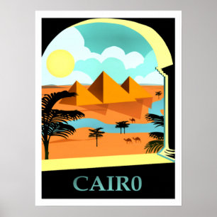 Kairo, Egypten vintage resor poster