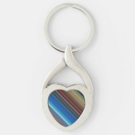 Kairo Stripe Twisted Heart Silverfärgad Nyckelring