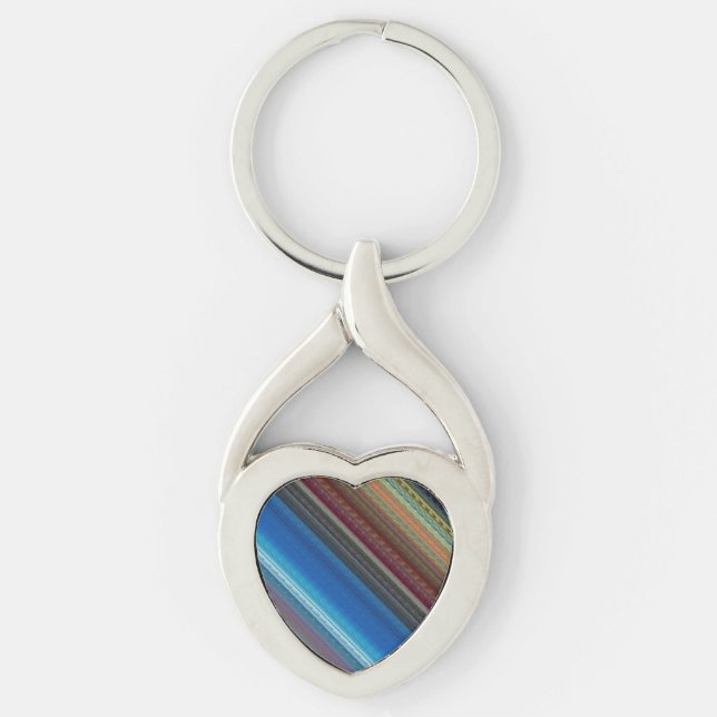 Kairo Stripe Twisted Heart Silverfärgad Nyckelring (Framsidan)