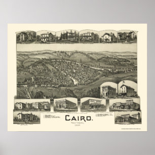 Kairo, WV Panoramic Karta - 1899 Poster