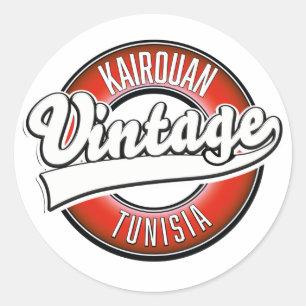 Kairouan tunisia vintage stil logotyp runt klistermärke