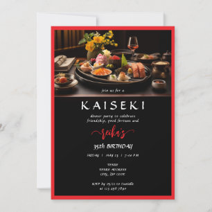 Kaiseki Japansk privat Chef Red Script Birthday Inbjudningar