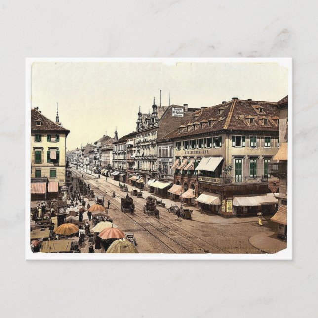 Kaiser Strasse, Karlsruhe, Baden, Tyskland klassis Vykort (Framsida)