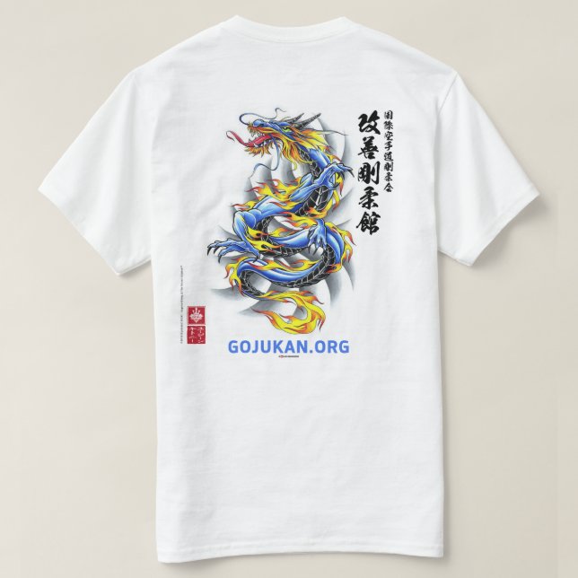 Kaizen Gojukan Fiery Blue Dragon T-Shirt (Design baksida)