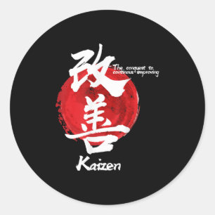 Kaizen japansk förbättrad koncept citat Calligraph Runt Klistermärke