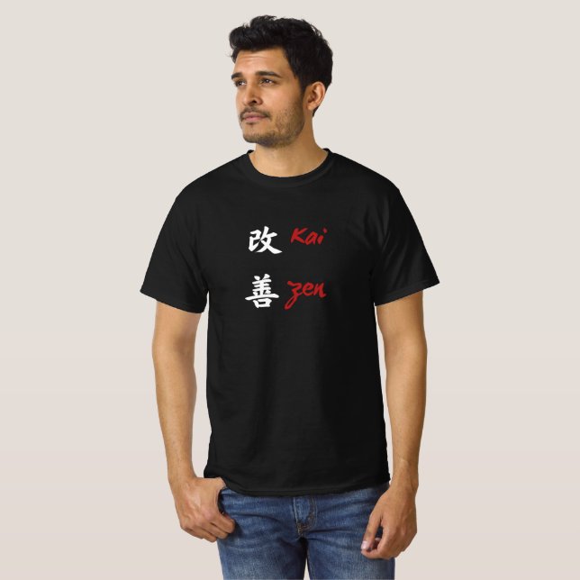 "Kaizen" Japansk textbaserad design T Shirt (Hel framsida)