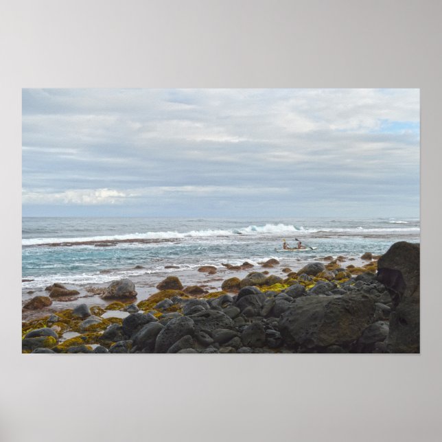Kajakåkning längs Napalikusten, Kauai, Hawaii Poster (Framsidan)
