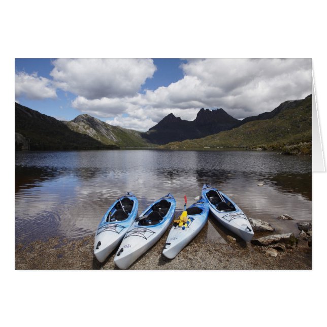 Kajaker, Cradle Mountain och Dove Lake, Cradle Hälsningskort (Framsidan Horizontal)