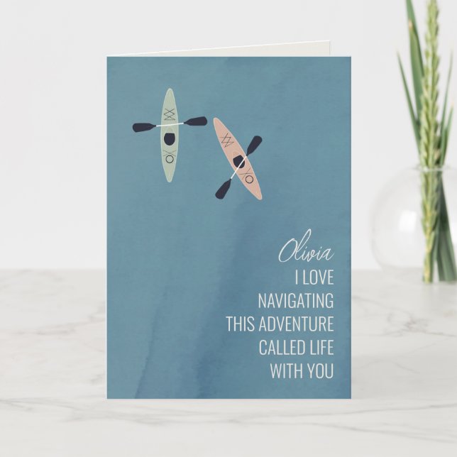 Kajaker på en sjö vänskaplig hälsning kort (Framsida)