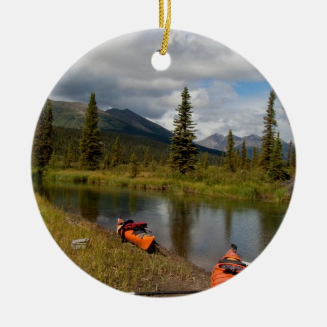 Kajaker på vilar julgransprydnad keramik (Framsidan)