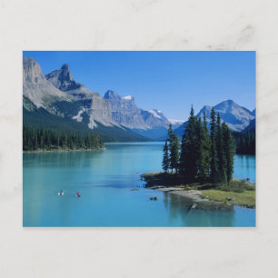 Kajaking på Maligne Lake vid Spirit Island Vykort