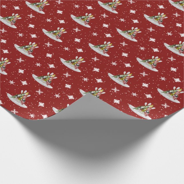 Kajakjulgranmönster på rött eller NÅGRA färgar Presentpapper (Hörn)