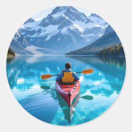 Kajakpaddling i bergen  Vacker natur Runt Klistermärke