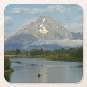 Kajakpaddling i Grand Teton National Park Underlägg Papper Kvadrat