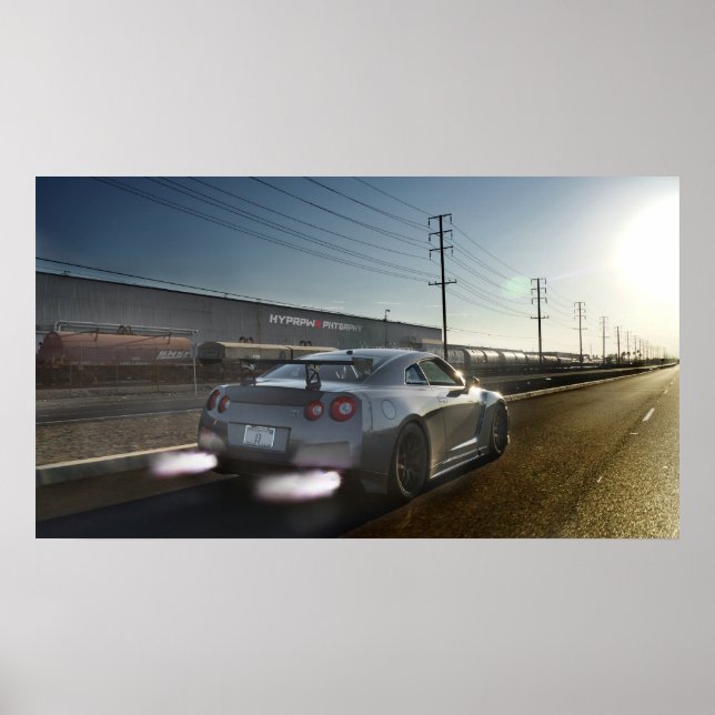 ’Kaji’ Nissan GT-R Shooting Flames in California Poster (Framsidan)