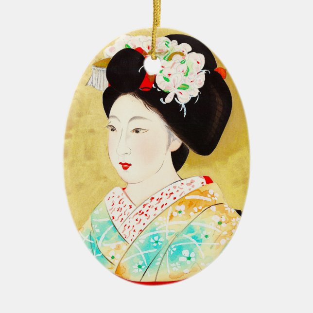 Kajiwara Hisako en Kyoto Maiko geishakonst Julgransprydnad Keramik (Framsidan)