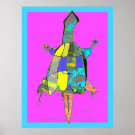 Kajsköldpadds abstrakt konstaffisch poster