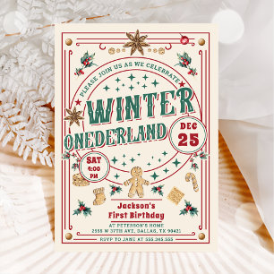 Kaka jul vinter ONEderland födelsedag Inbjudningar