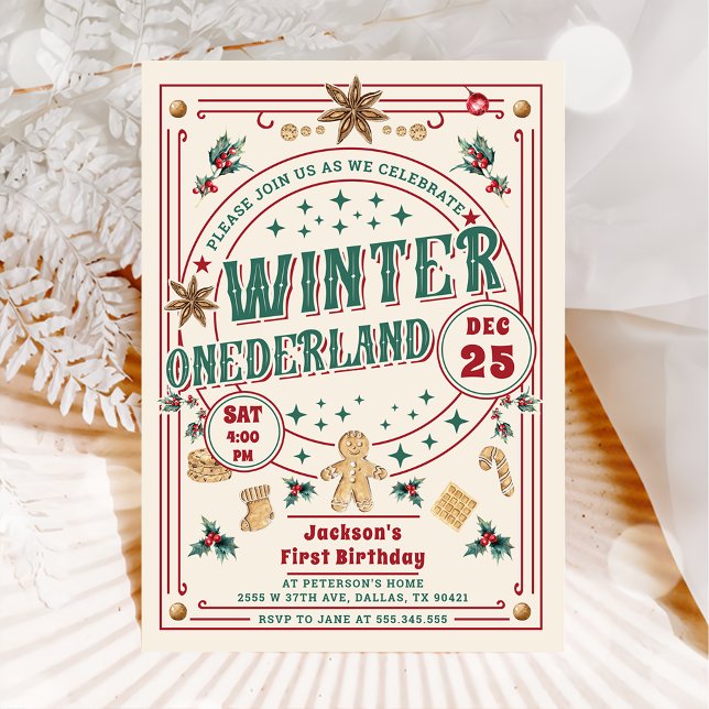 Kaka jul vinter ONEderland födelsedag Inbjudningar (Skapare uppladdad)