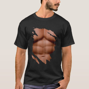 Kaka muskeln under bröstkorg 6- pack Rippade Abp. T Shirt