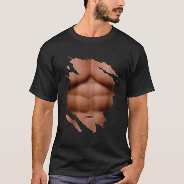 Kaka muskeln under bröstkorg 6- pack Rippade Abp. T Shirt (Framsida)