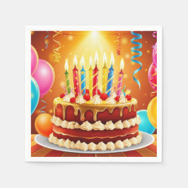Kaka och ljus från födelsedagen pappersservett