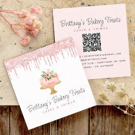 Kaka QR-koden  Rosa Glitter Drives Pastry Chef Fyrkantigt Visitkort